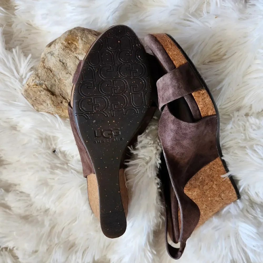 Ugg Hazel leather wrapped cork wedges